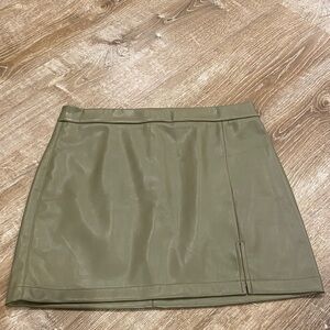 Shinestar Olive Faux Leather Mini Skirt